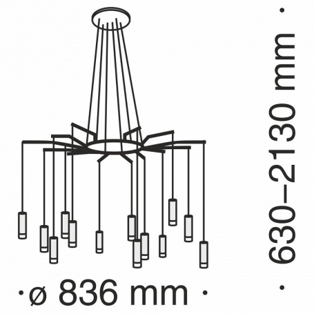 Подвесная люстра Maytoni Technical Mod035 MOD035PL-12B