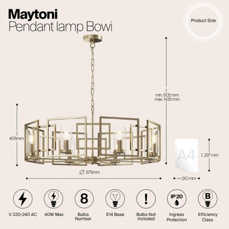 Подвесная люстра Maytoni House H009 H009PL-08G