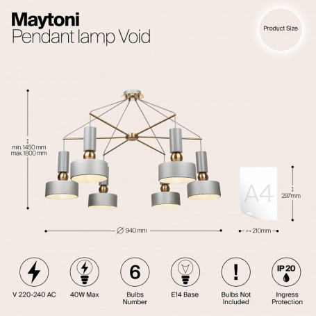 Потолочная люстра Maytoni Modern MOD030PL-06GR