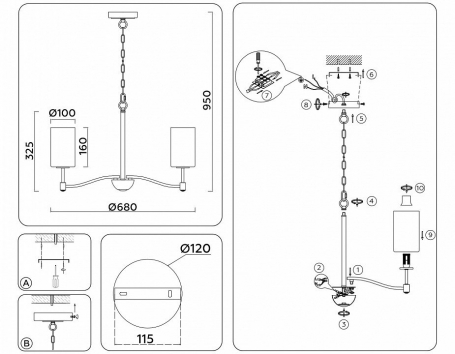 Подвесная люстра Ambrella light High Light LH56053