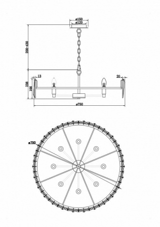 Подвесная люстра Maytoni Puntes MOD043PL-08CH