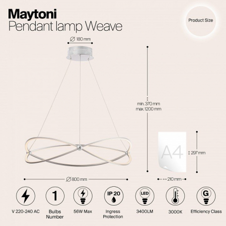 Подвесной светодиодный светильник Maytoni Weave MOD062PL-L56CH3K
