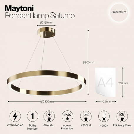 Подвесной светодиодный светильник Maytoni Fad MOD070PL-L63B3K
