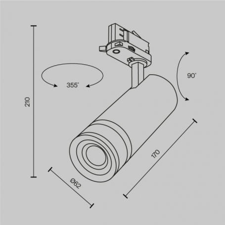 Трековый светильник Focus Zoom TR198-3-20W4K-Z-B