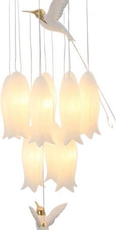 Подвесная люстра с цветами и птицами колибри Polly MZ121830-12-280
