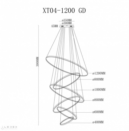 Подвесной светильник Axis XT04-D1200 GD