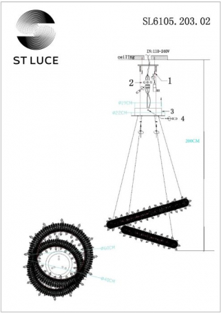 Подвесной светодиодный светильник ST Luce Lucchero SL6105.203.02