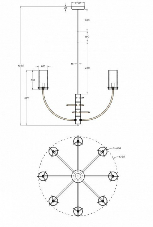Подвесная люстра Maytoni Arco MOD223PL-08BS