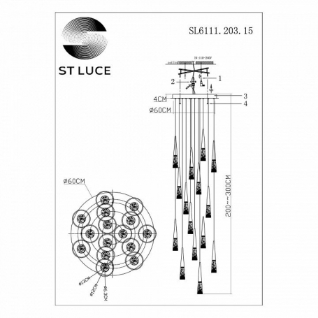 Подвесная светодиодная люстра ST Luce Sollen SL6111.203.15