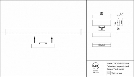 Трековый светильник Maytoni Track lamps TR012-2-7W3K-B