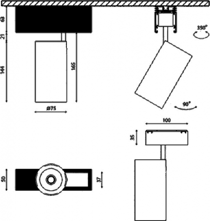 Трековый светильник SY SY-601202-BL-20-36-NW