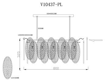 Подвесная люстра Rimini V10437-PL
