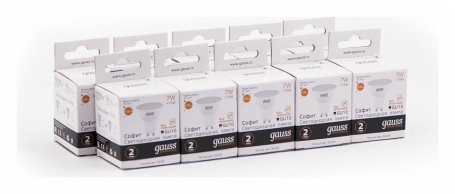 Лампа светодиодная Gauss GU10 7W 3000K матовая 13617
