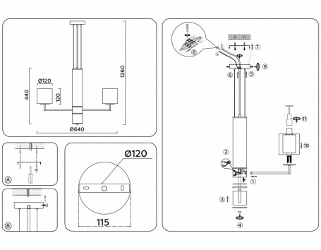 Подвесная люстра Ambrella light High Light LH56001