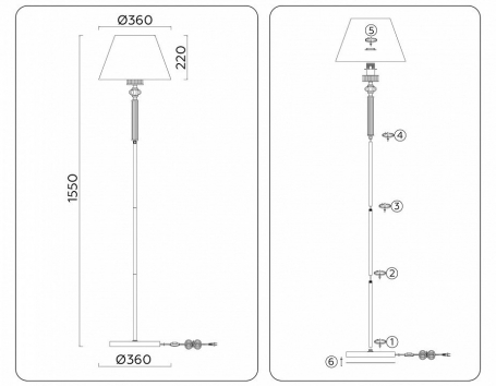 Торшер Ambrella light High Light LH71008
