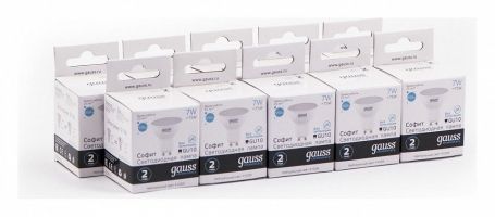 Лампа светодиодная Gauss GU10 7W 4100K матовая 13627