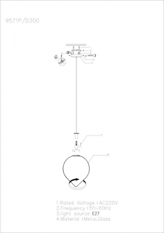 Подвесной светильник iLamp Cento 9571P/1-D300 BR-WH