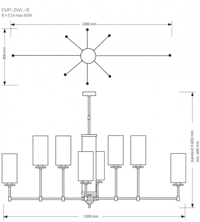 Потолочная люстра EMPOLI EMP-ZWL-8(Z)
