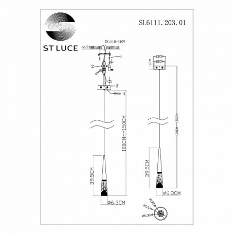 Подвесной светодиодный светильник ST Luce Sollen SL6111.203.01