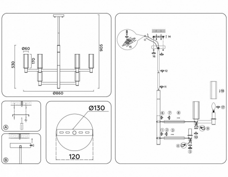 Подвесная люстра Ambrella light High Light LH55515 Подвесная люстра Ambrella light High Light LH55515