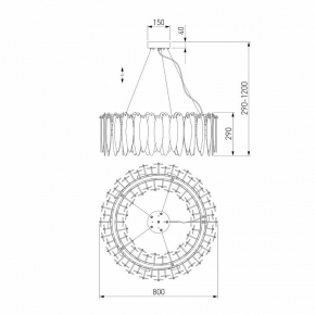 Подвесной светильник Ambrella light Traditional 5 TR9084/8 BK/GD/SM черный/золото/дымчатый E27/8 max 40W D920*750