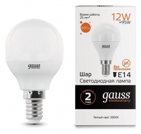 Лампа светодиодная Gauss E14 12W 3000K матовая 53112